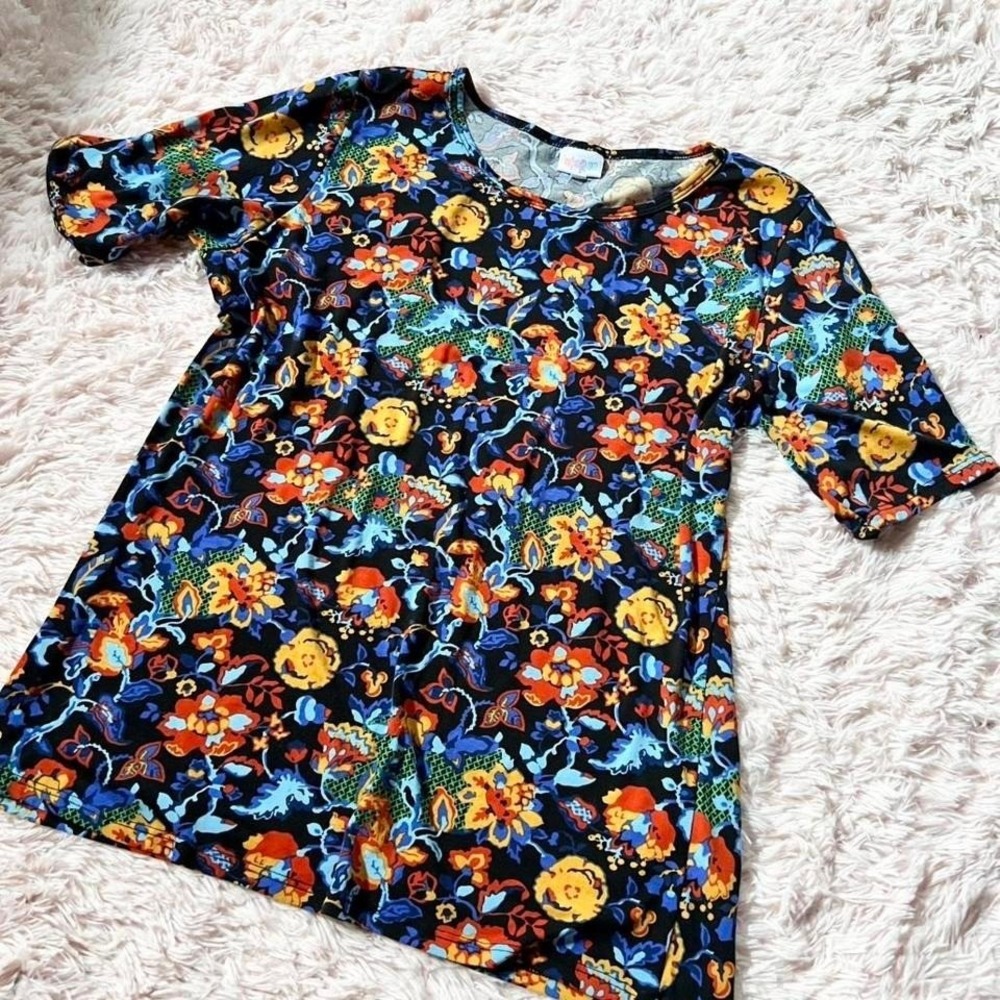 Lularoe GiGi Floral Statement Multicolored Dopamine Kawaii Grandma Core Dress